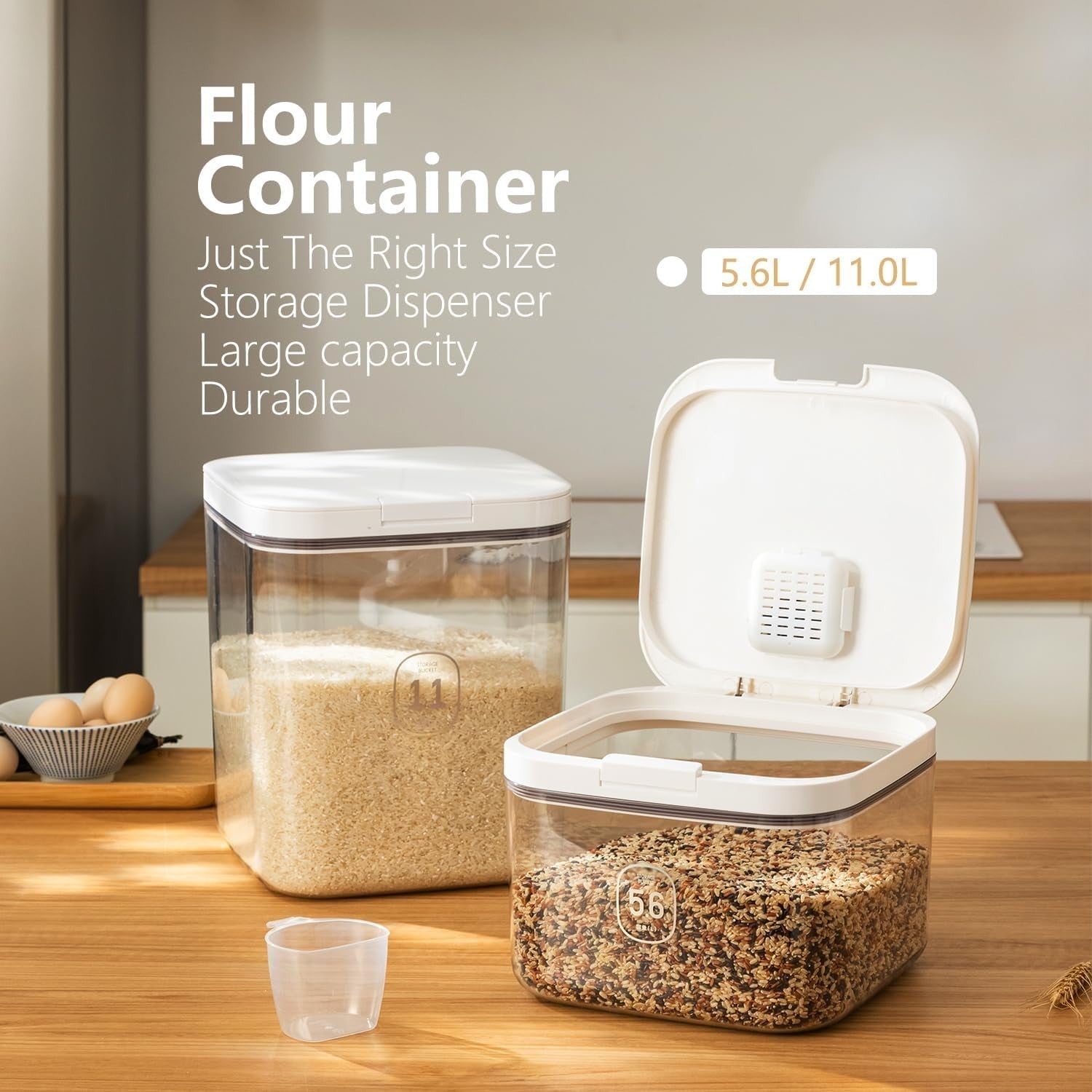 5L Flour Dispenser Airtight 10LBS Rice Cereal Storage