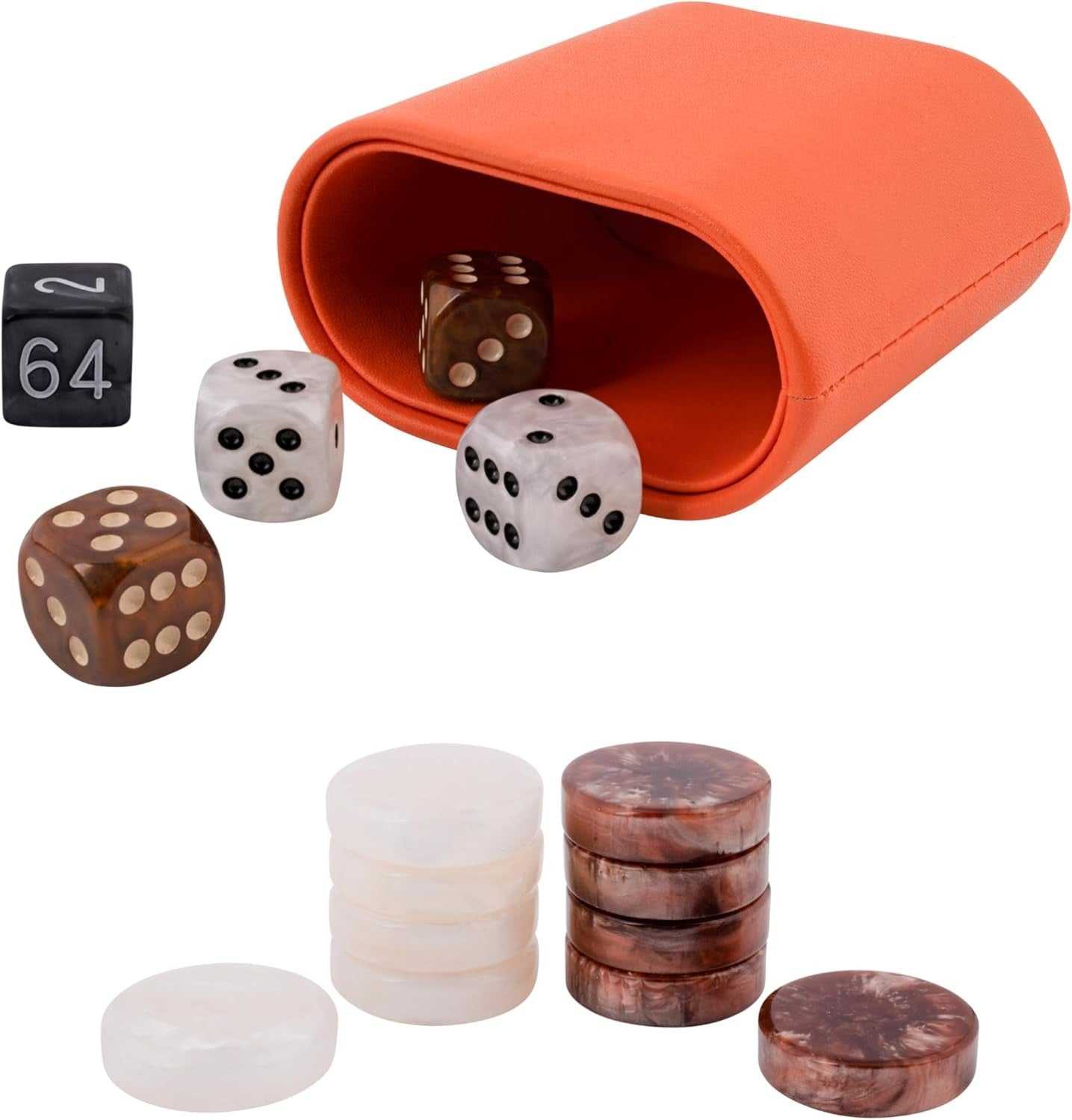 18” Luxury Backgammon Set Faux Leather Case Inlaid Board Travel Game
