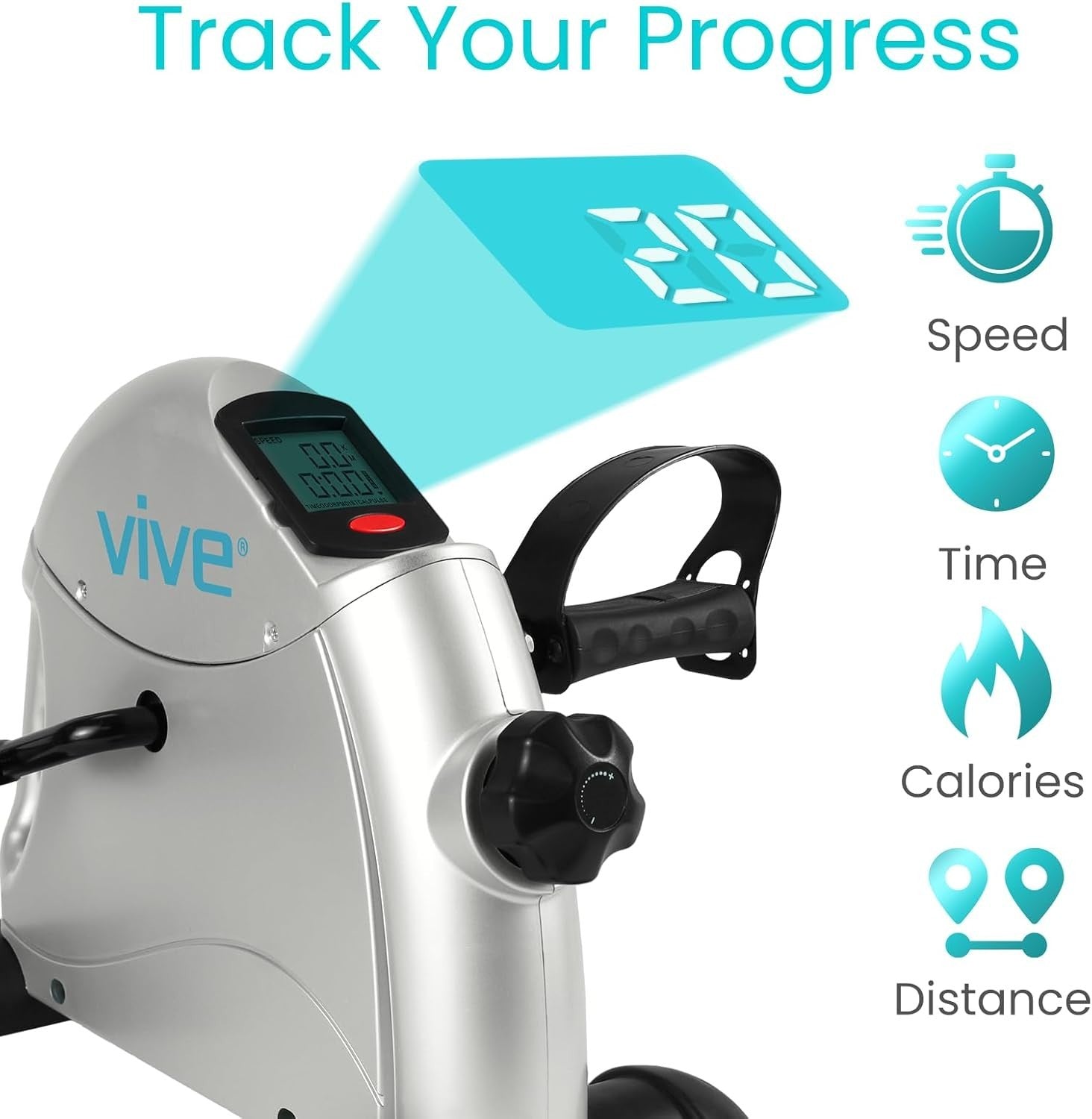 Folding Pedal Exerciser Under Desk Bike Arms Legs LCD Adjustable