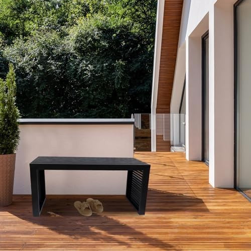 Modern Bamboo Dining Bench 35" Black Indoor Entryway & Kitchen Seat