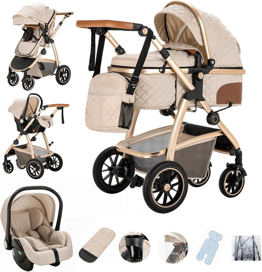 Lightweight Baby Pushchair 3 in 1 Travel Pram Newborn Toddler