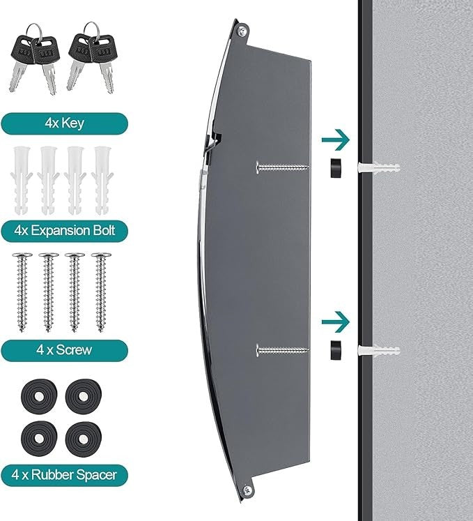 Wall-Mounted Lockable Mailbox Grey | Waterproof Steel Post Box | Large Secure