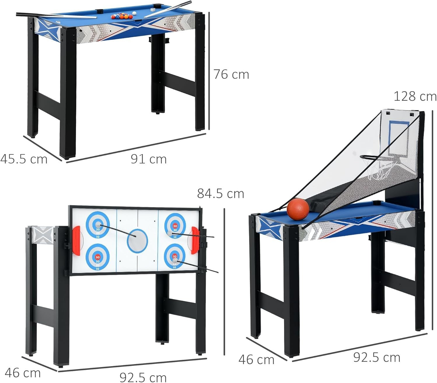 5 in 1 Multi Game Table Kids Pool Hockey Ping Pong Basketball