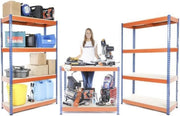 2 Heavy Duty Garage Racking Units 1800x1200x450mm + Workbench 400kg Shelves