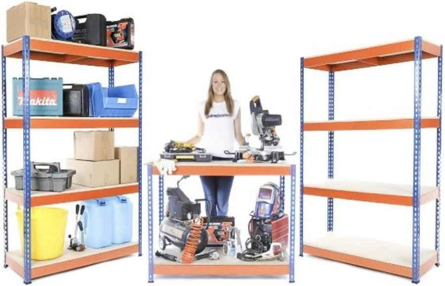2 Heavy Duty Garage Racking Units 1800x1200x450mm + Workbench 400kg Shelves