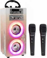 DYNASONIC Karaoke Machine Bluetooth 2 Mics LED Kids Teens