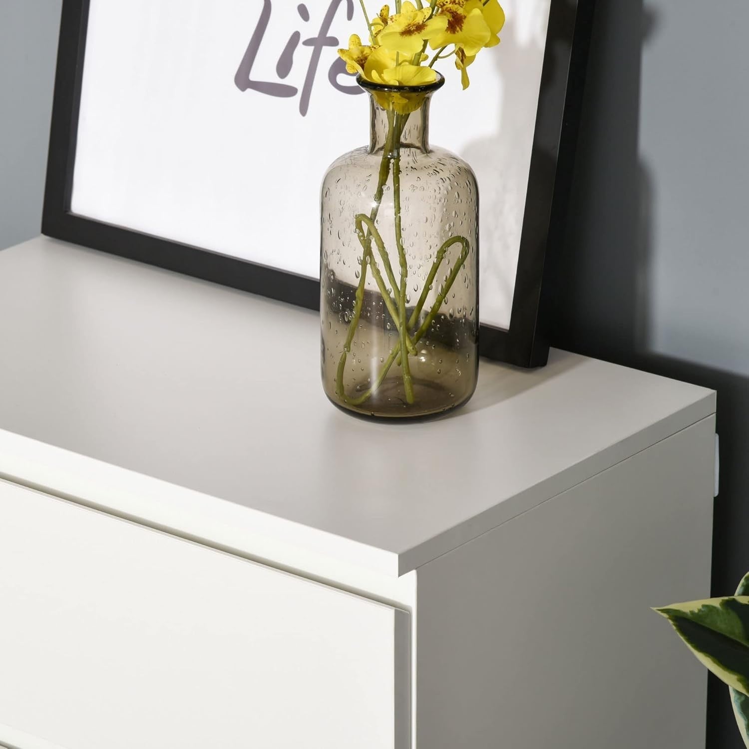 White 5 Drawer Chest Tall Slim Storage Cabinet Bedroom Hallway Unit