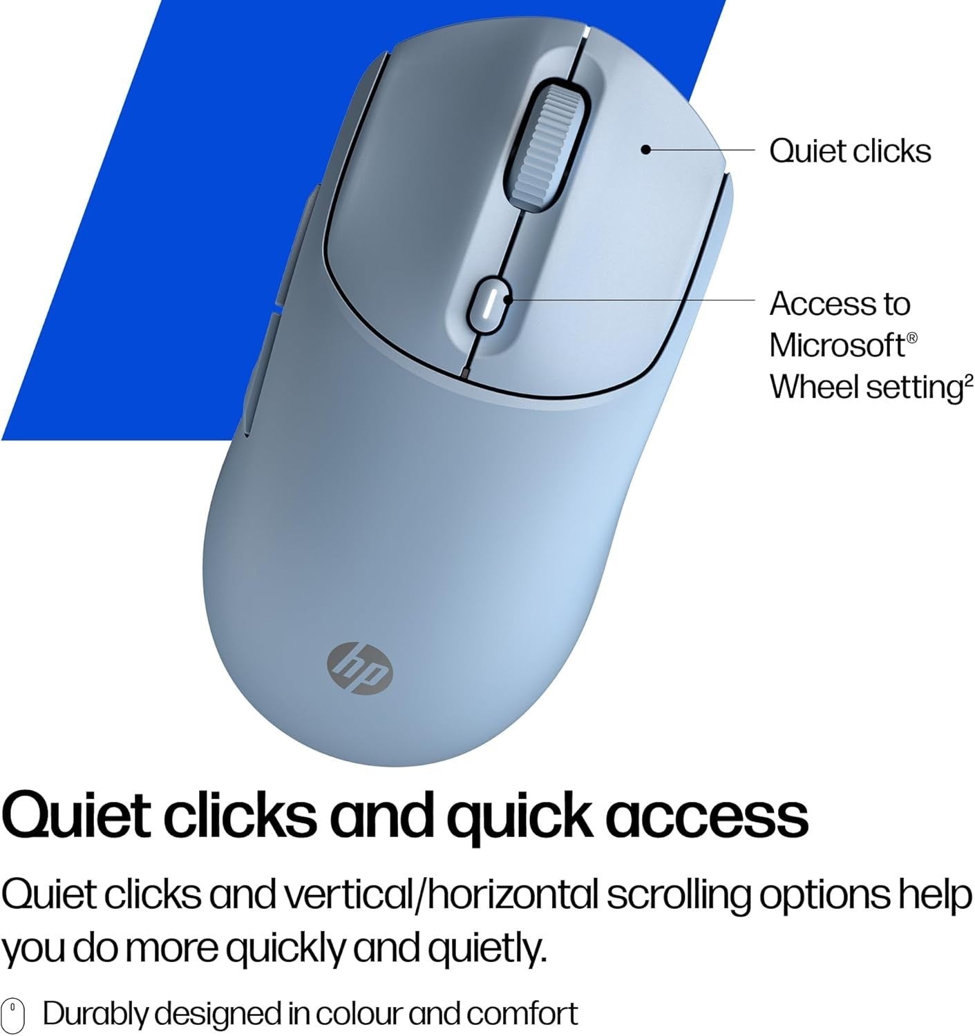 Blue Quiet Wireless Mouse Dual Bluetooth 6000 DPI Soft Touch Office Laptop