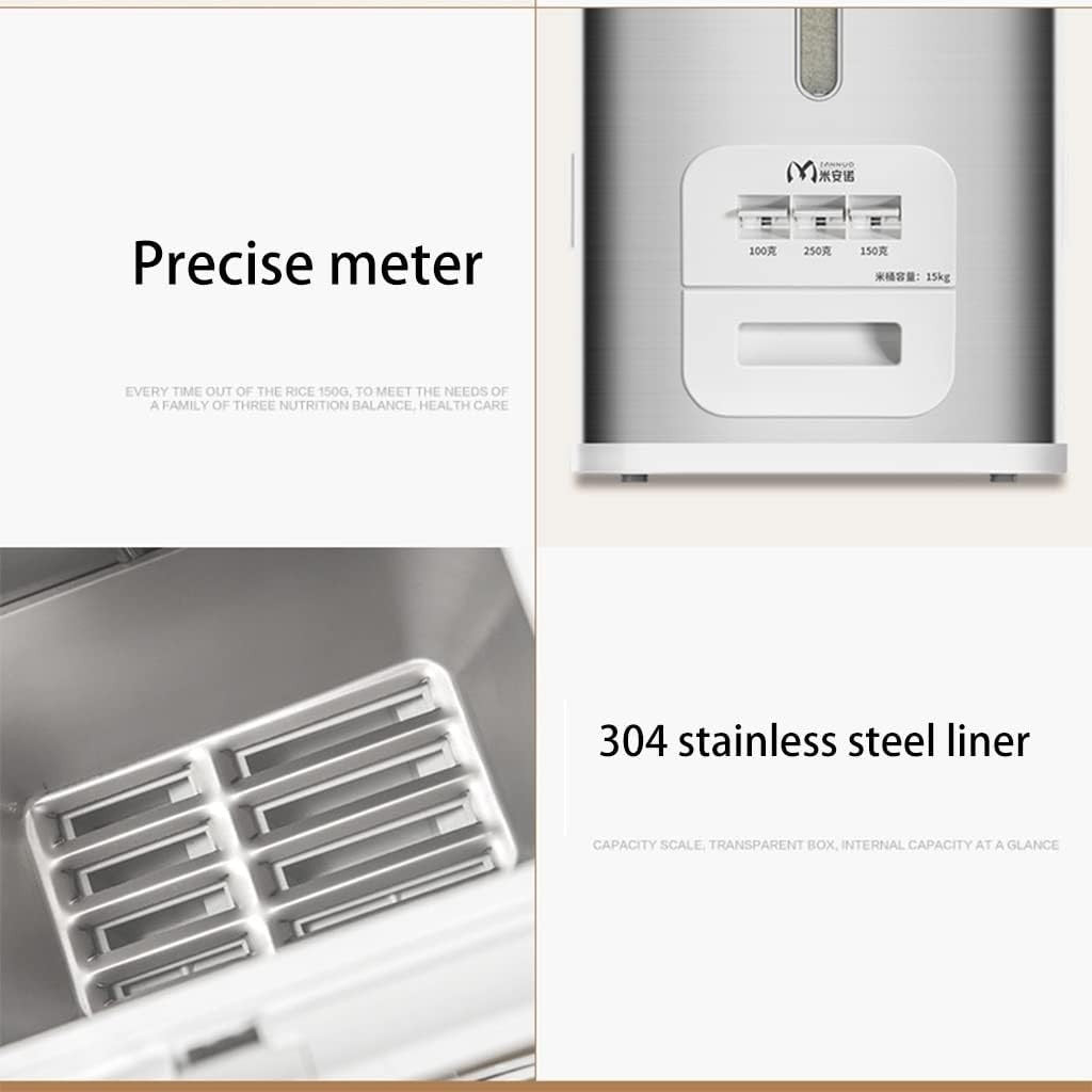 20KG Stainless Steel Auto Rice Dispenser 3-Button Grain Bin