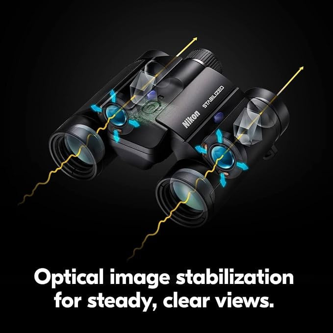 10x25 Stabilised Binoculars Anti-Shake HD Optics Clear View Lightweight Travel