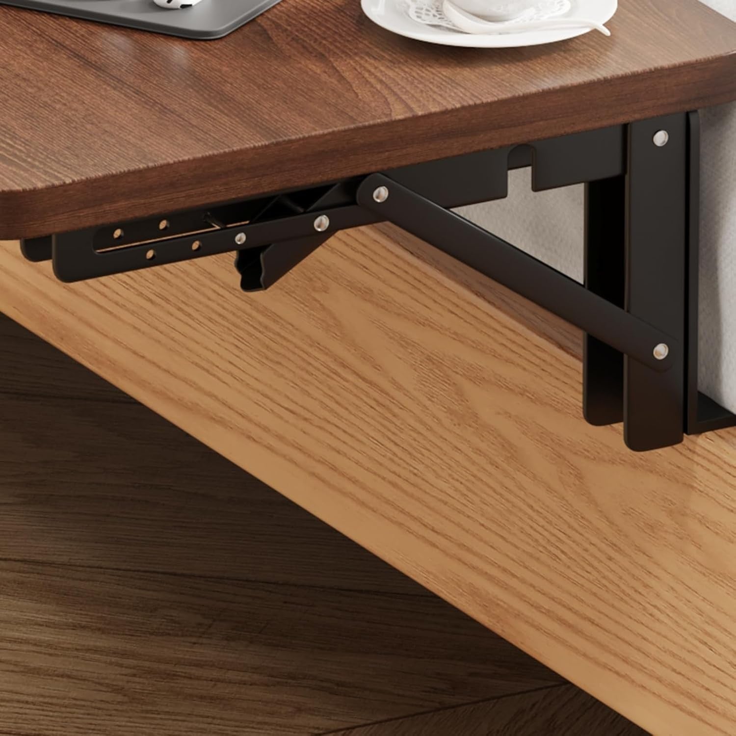 Floating Bedside Shelf Table for Small Spaces – Bed-Mounted Folding Tray