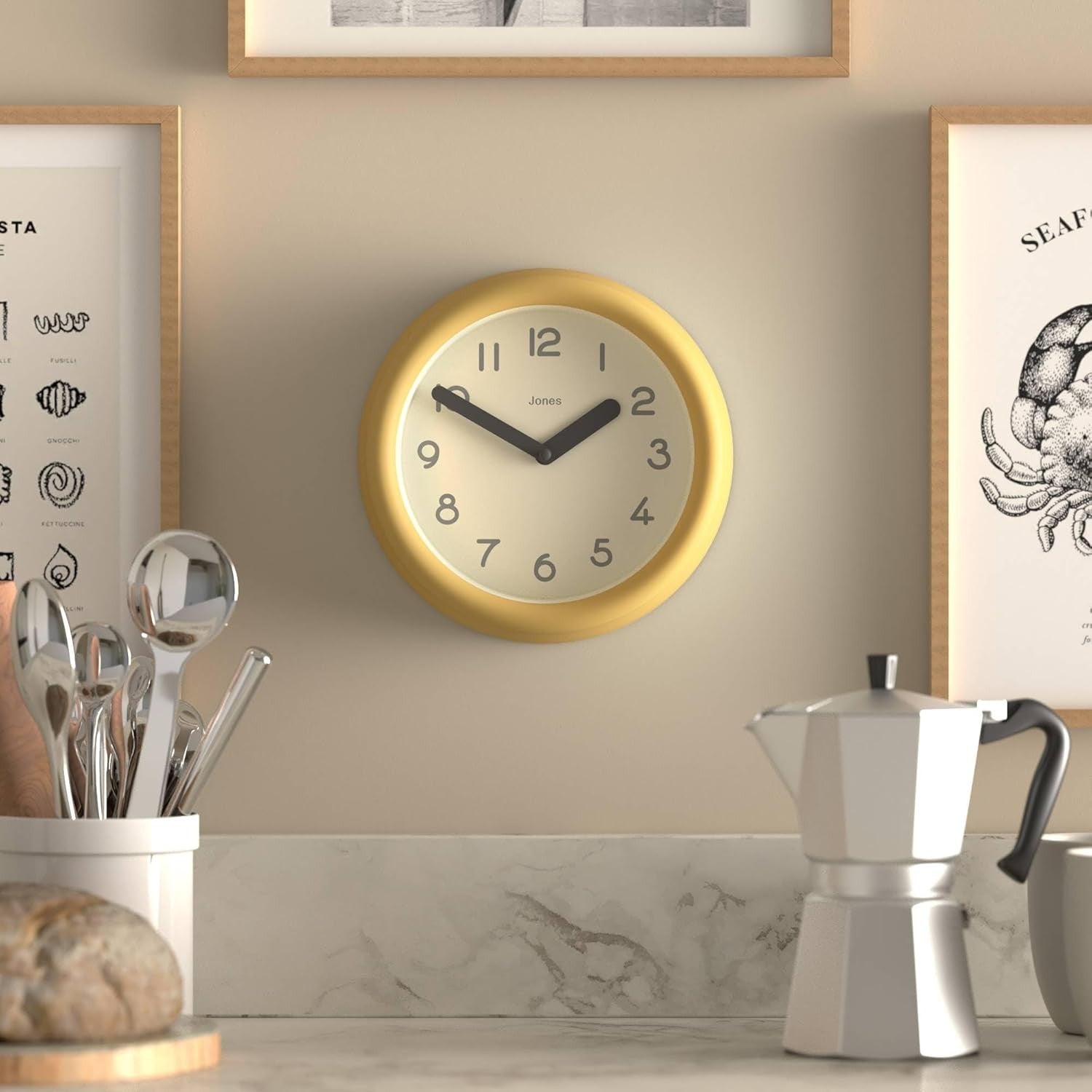 Small Yellow Wall Clock 22cm Modern Silent Quartz Round Minimalist Home Decor