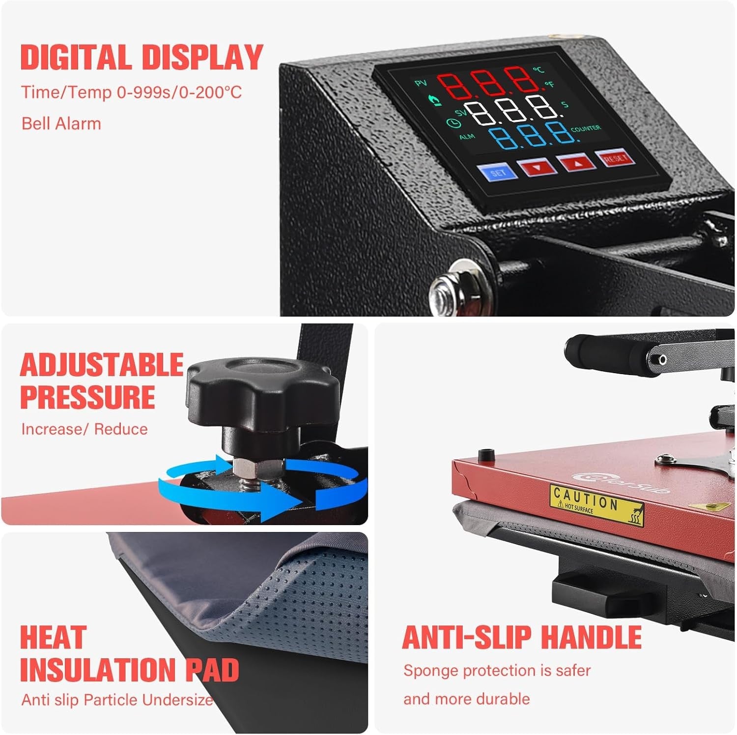 15x15 Heat Press Machine 1600W Digital Sublimation T-Shirt Press