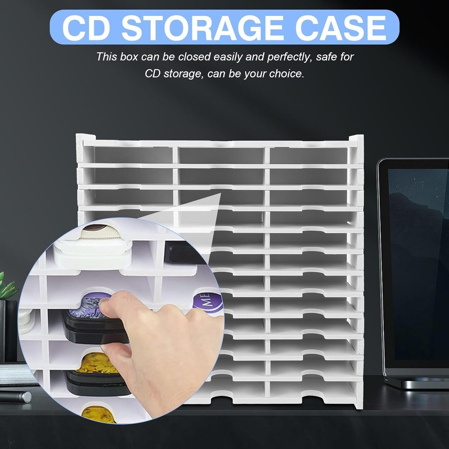 Portable CD DVD Storage Case Disc Organizer Box Dustproof White Holder