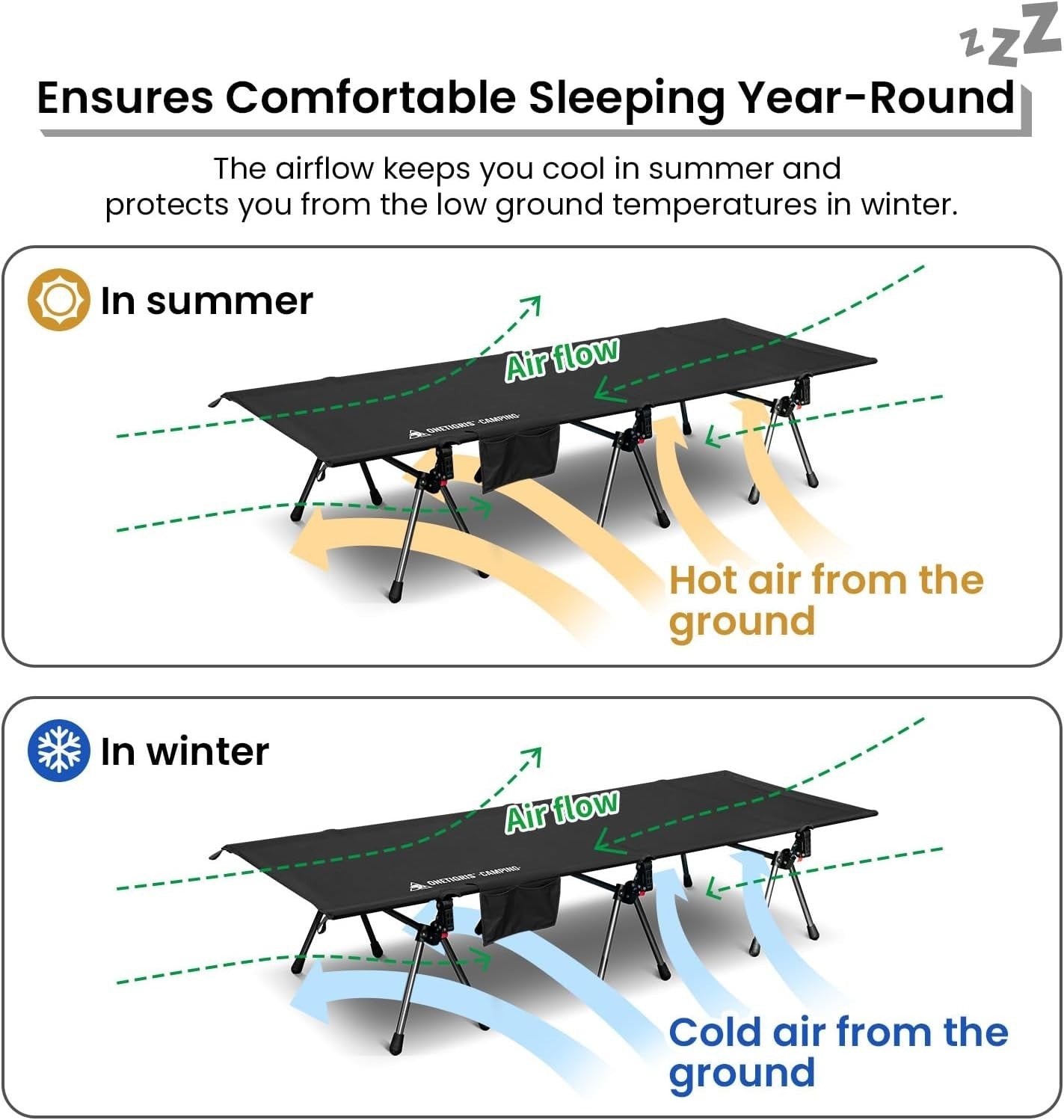 Adjustable Folding Camping Cot Portable Bed 330lbs Support Outdoor Travel