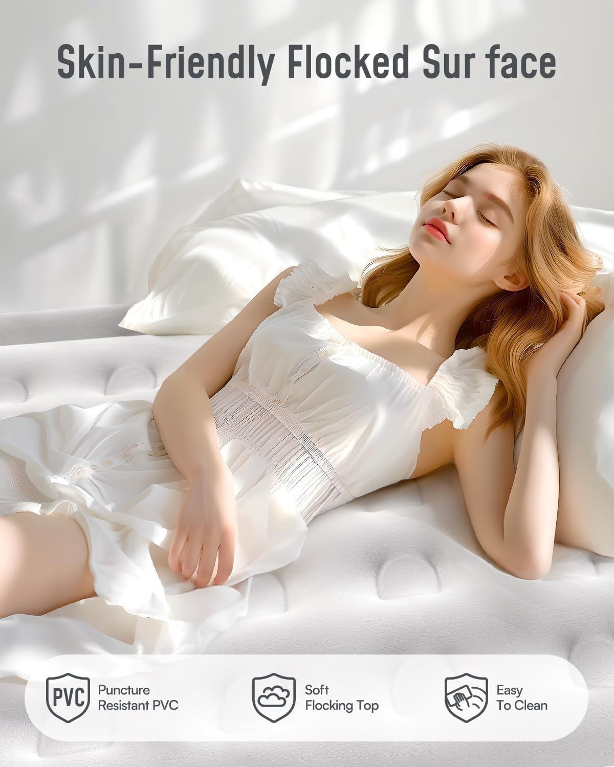 King Size Air Mattress Inflatable Bed with Built-In Pump – Quick Inflate