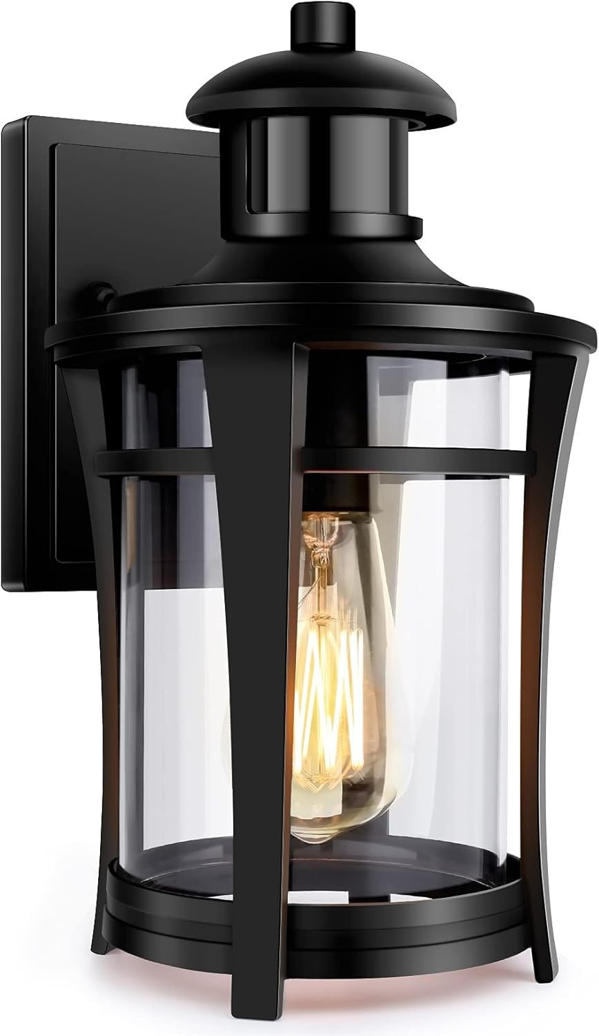 Outdoor Wall Light Black Motion Sensor Waterproof LED