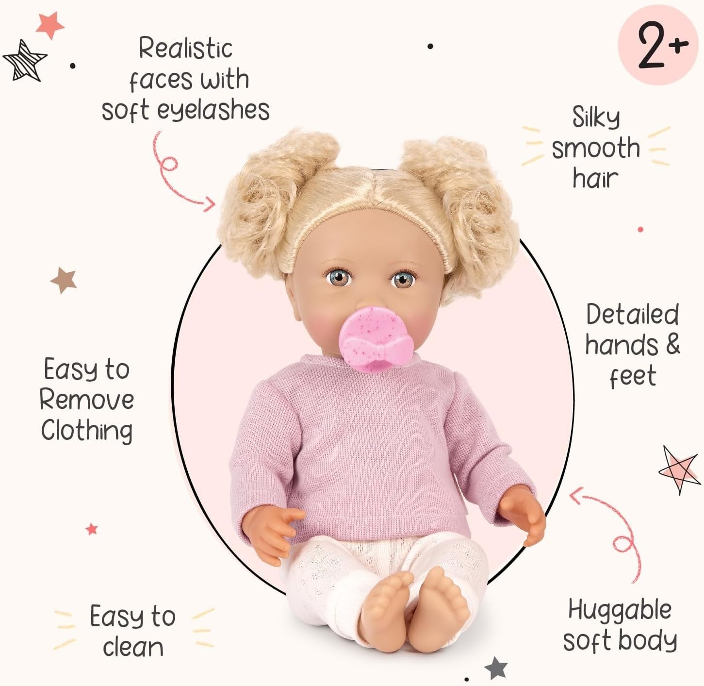 36cm Soft Baby Doll Blue Eyes Blonde Hair Dummy Outfit Toy Kids