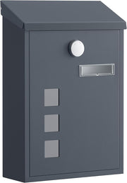 Wall Mounted Post Box Secure Lock Rust-Resistant Steel Letterbox Grey