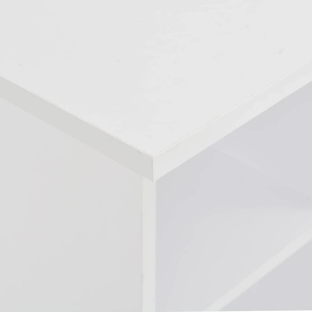 White Space-Saving Bar Table w/ Storage Shelves, Compact Square Dining Pub Table