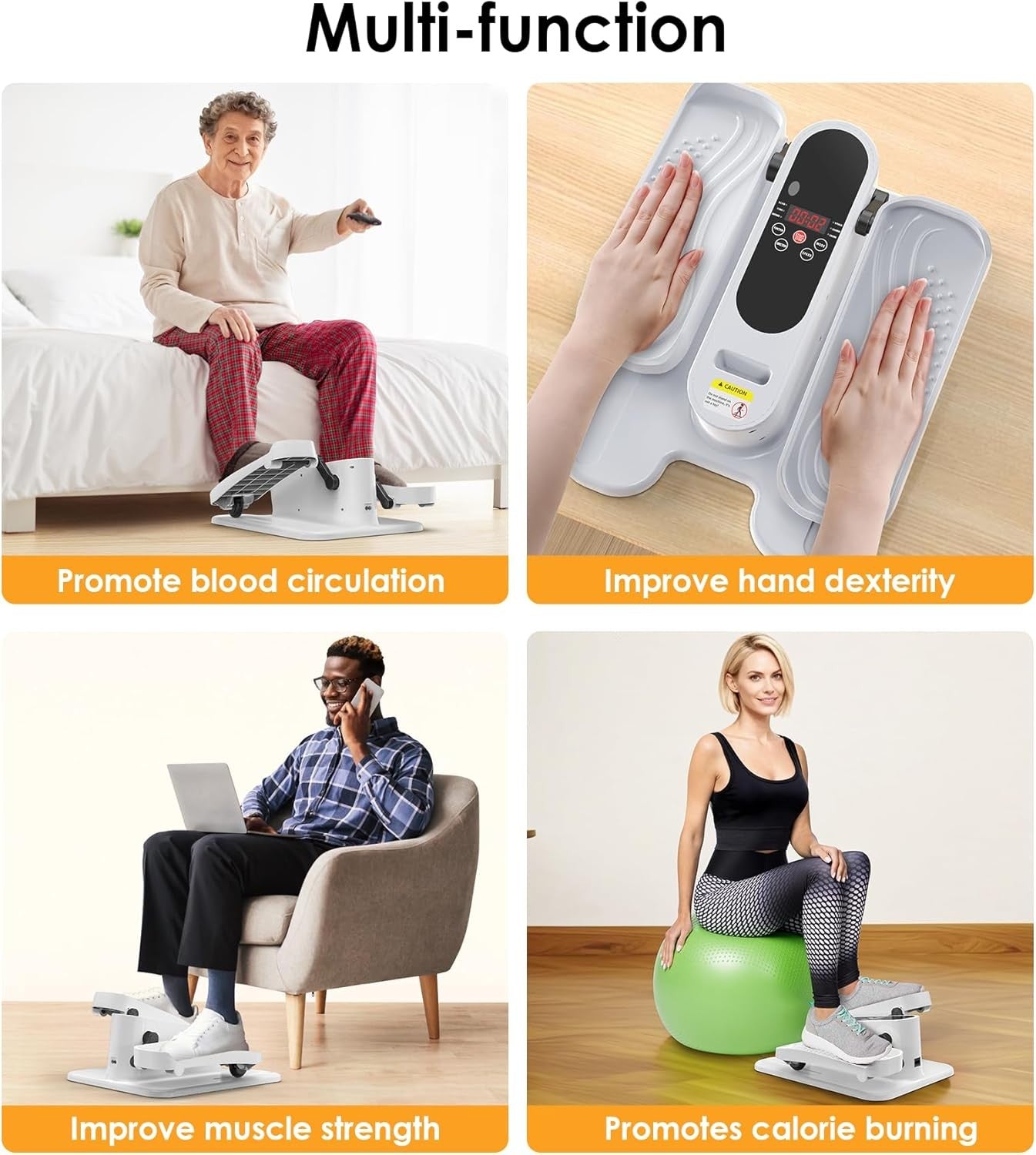 Under Desk Elliptical Electric Quiet Seated Pedal Exerciser Remote