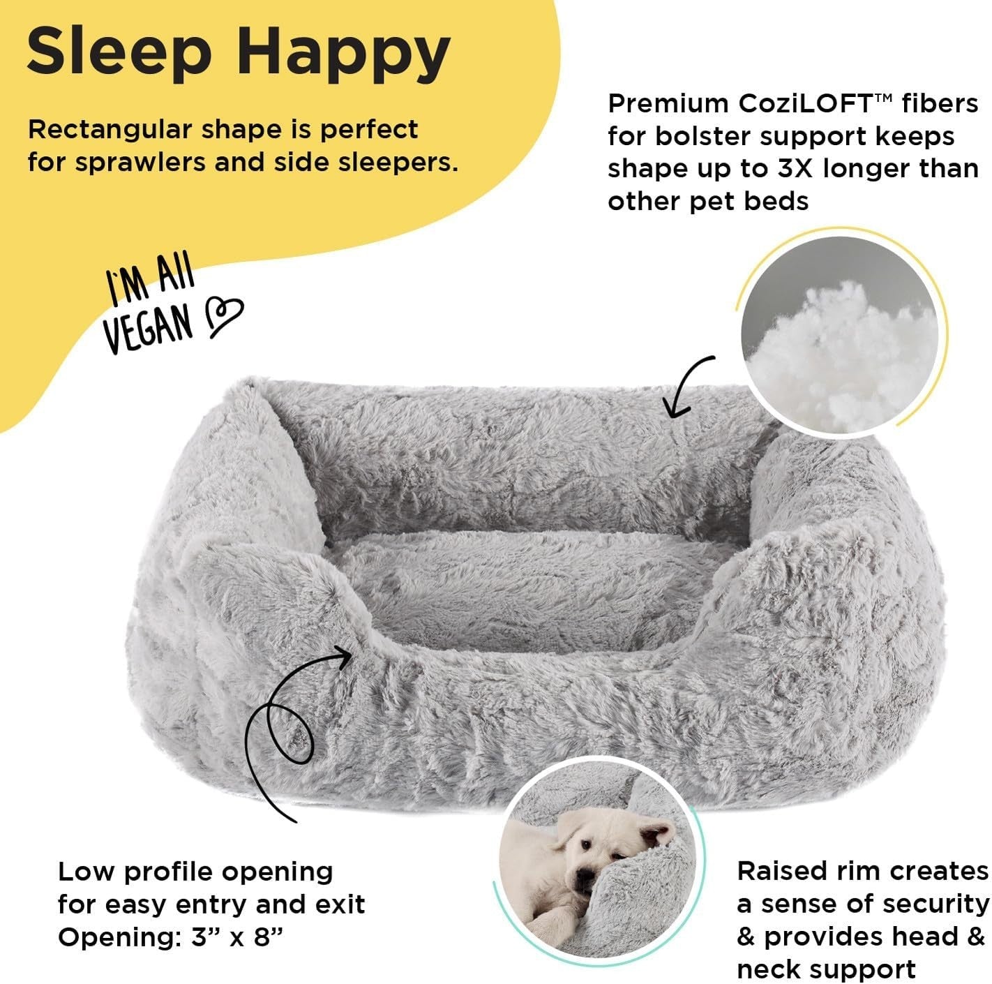 Small Orthopedic Memory Foam Dog Bed 20x15in Washable