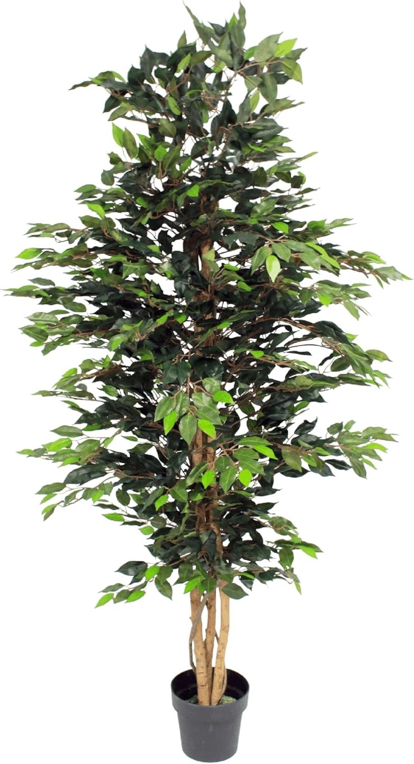 6ft Ficus Tree in Weighted Pot Faux Realistic Green Indoor Home Decoration