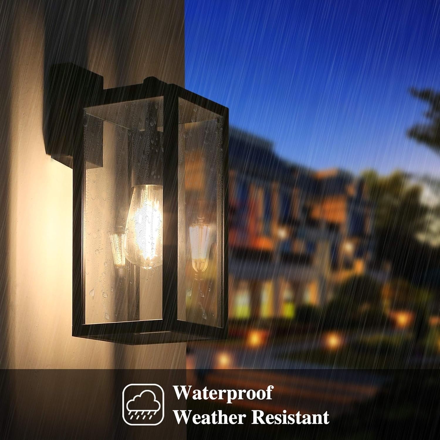 Outdoor Wall Lantern Black Aluminum Porch Light IP44 No Sensor