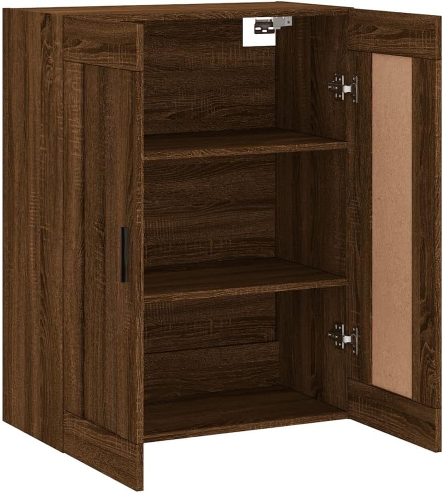 Wall Mounted Cabinet Brown Oak 3 Compartments Durable Wood 34x69.5x90cm