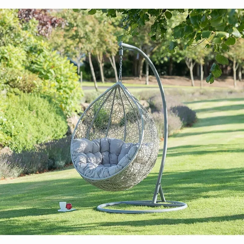 Luxury Hanging Egg Chair Outdoor Swing with Cushion – Garden Patio Seat