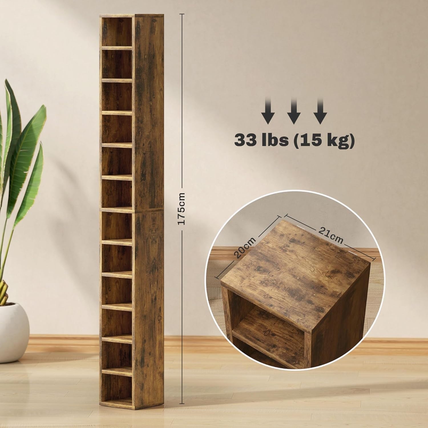 CD Storage Tower 204 CD Bookcase 12 Cube Slim Media Display Shelf