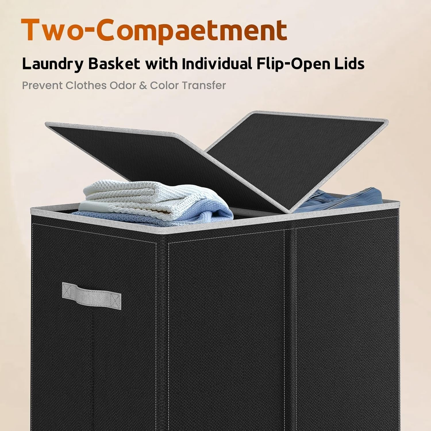 160L Double Laundry Hamper with Lid & 2 Removable Bags Large Clothes Organizer