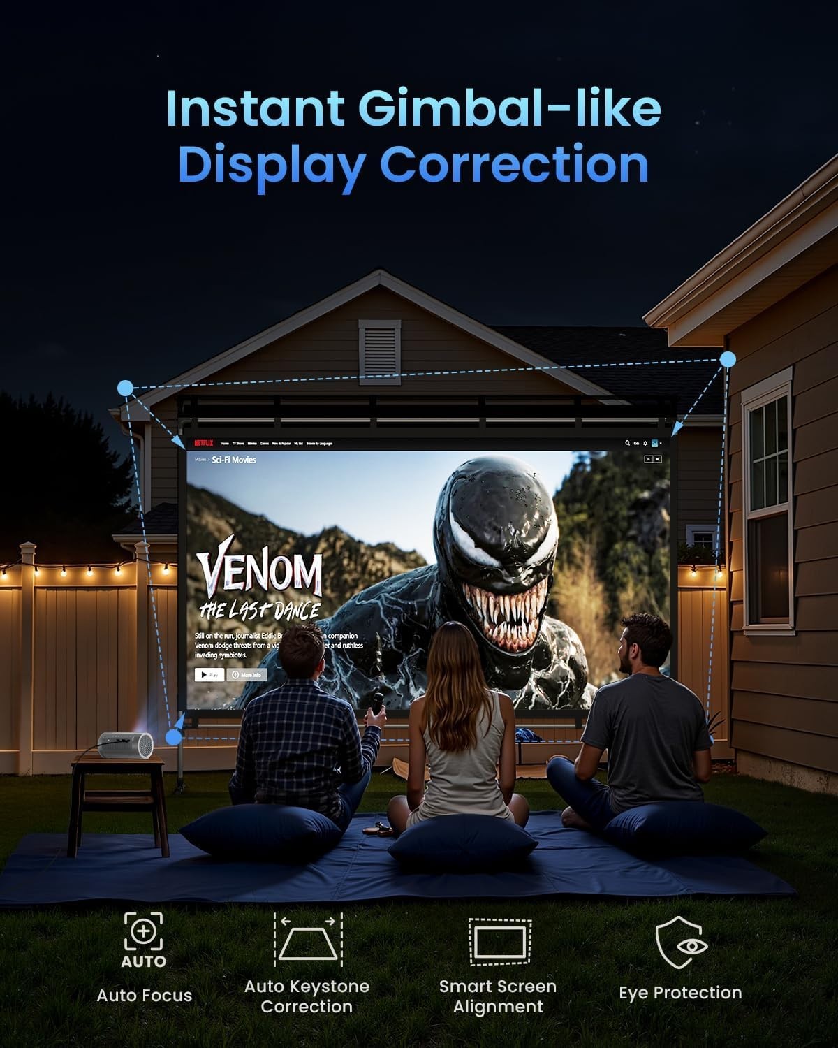 1080P Smart Portable Projector Google TV 400 ISO Dolby WiFi Bluetooth