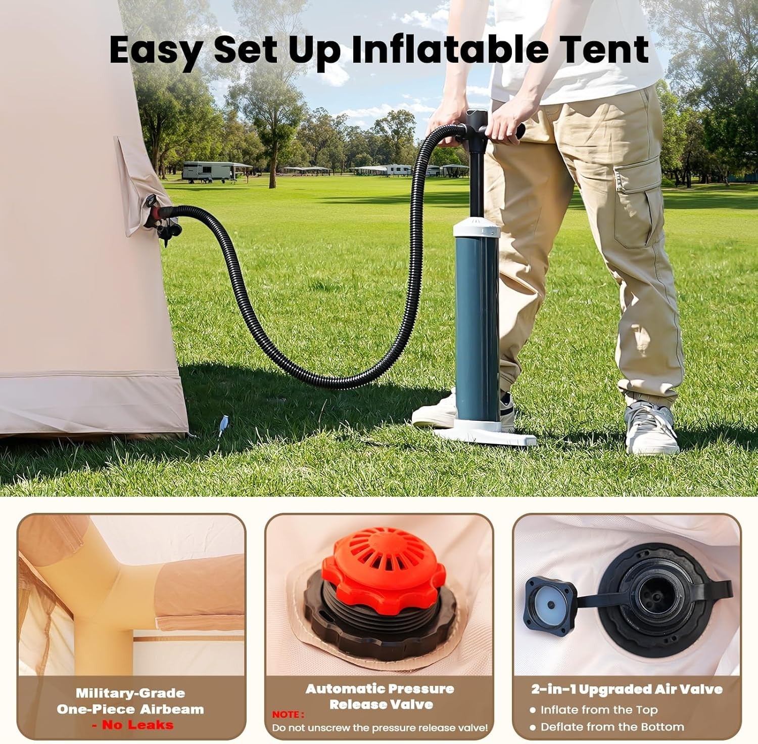6 Person Inflatable Camping Tent 4 Season Waterproof Air Canopy