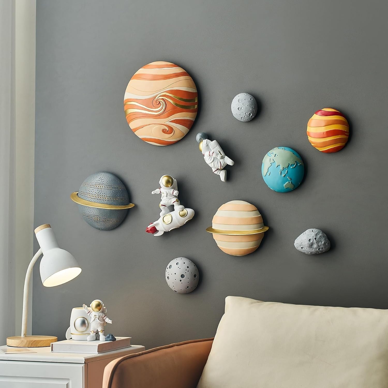Astronaut Wall Decor Set of 2 3D Space Sculptures