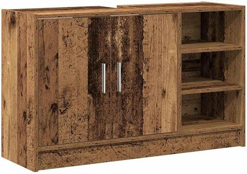 Rustic Brown Bathroom Sink Cabinet 90cm Modern Vanity Storage Unit with Shelves