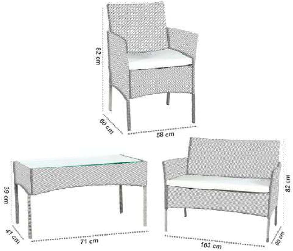 4PC Rattan Garden Furniture Set Outdoor Sofa Chairs Table Patio Set