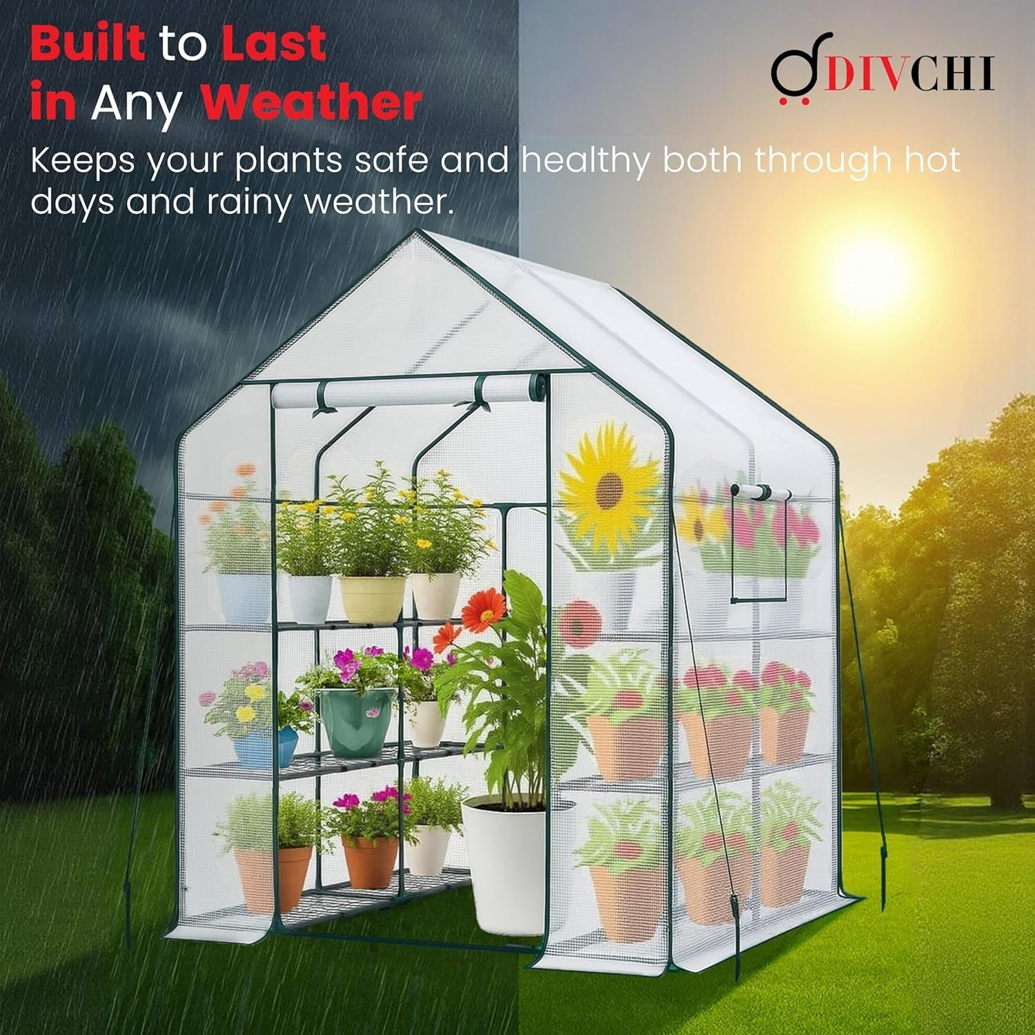 Walk-In Greenhouse 3 Tier 6 Shelves | Heavy Duty PVC Garden Growhouse