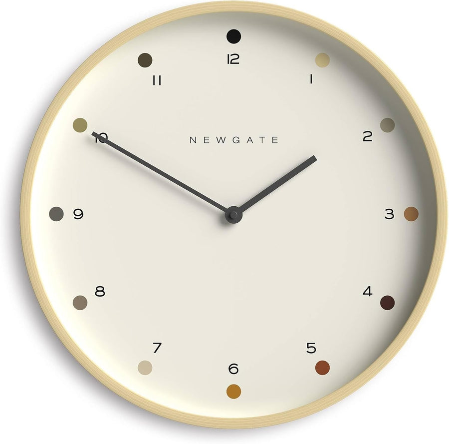 40cm Silent Wall Clock Minimalist Plywood Dot Dial Scandinavian Design