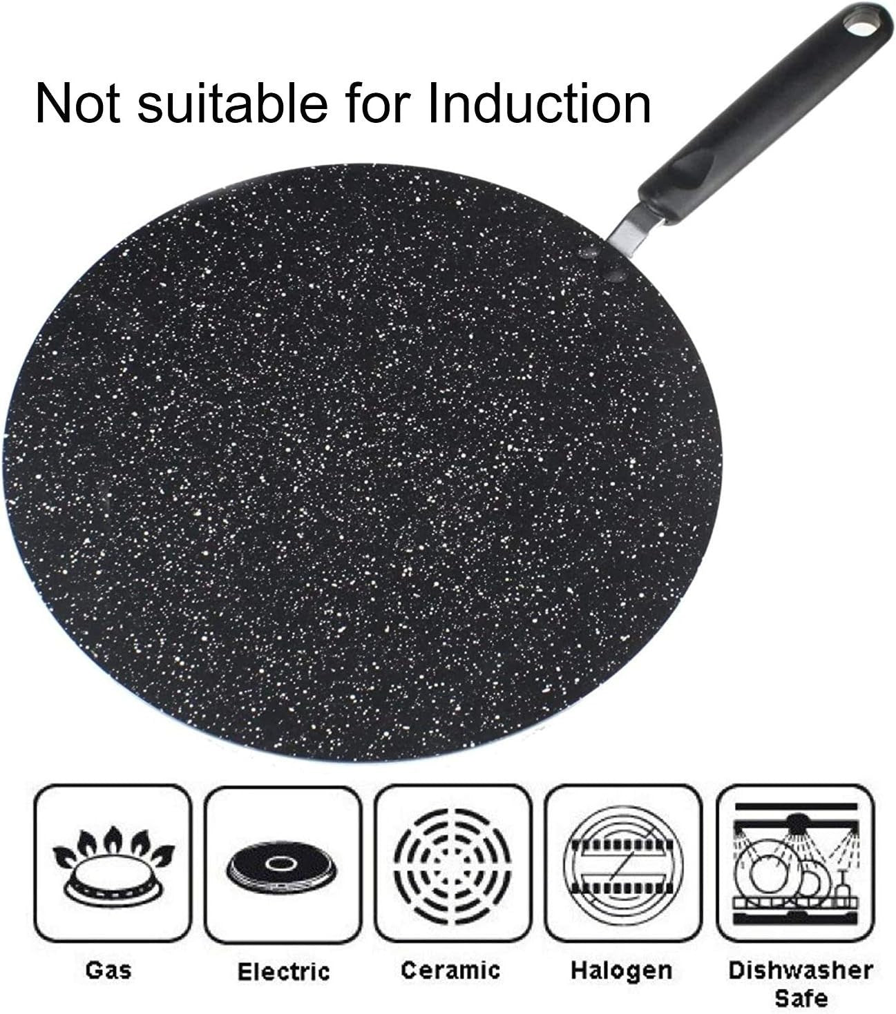 30cm Non Stick Flat Tawa Marble Coated Roti Dosa Crepe Pancake Pan Easy Clean