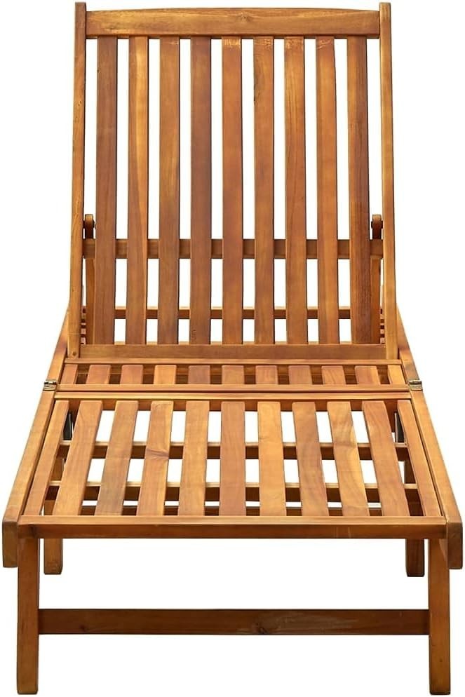 Waterproof Wooden Sun Lounger for Garden & Patio – Durable Acacia Wood 199x59x30