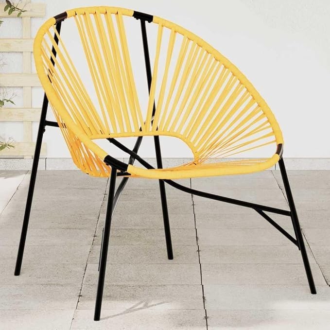 Outdoor Egg Chair Black Yellow Rattan Garden Patio Balcony Seat Comfortable