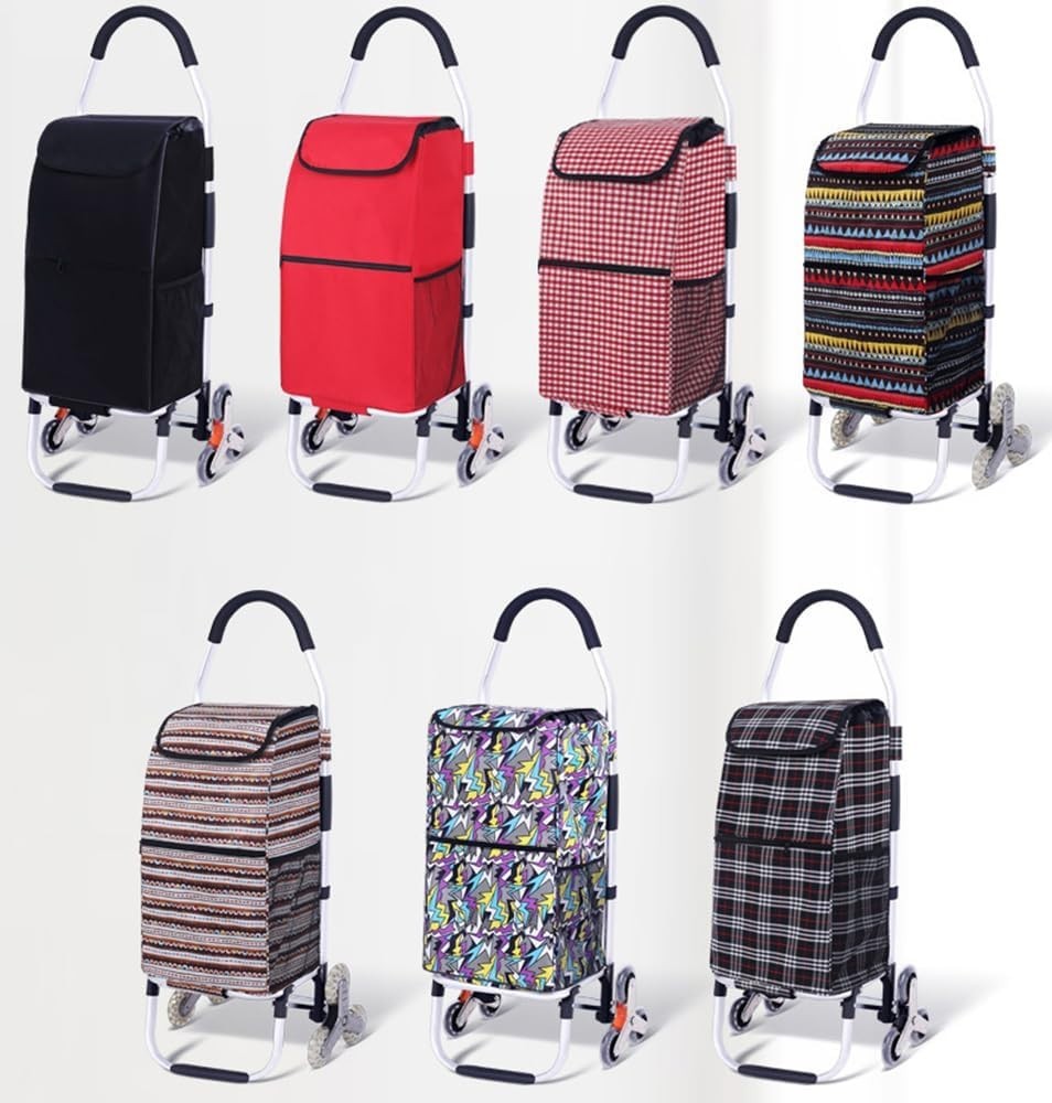 Foldable Stair Climber Shopping Cart – 6-Wheel Utility Grocery Trolley