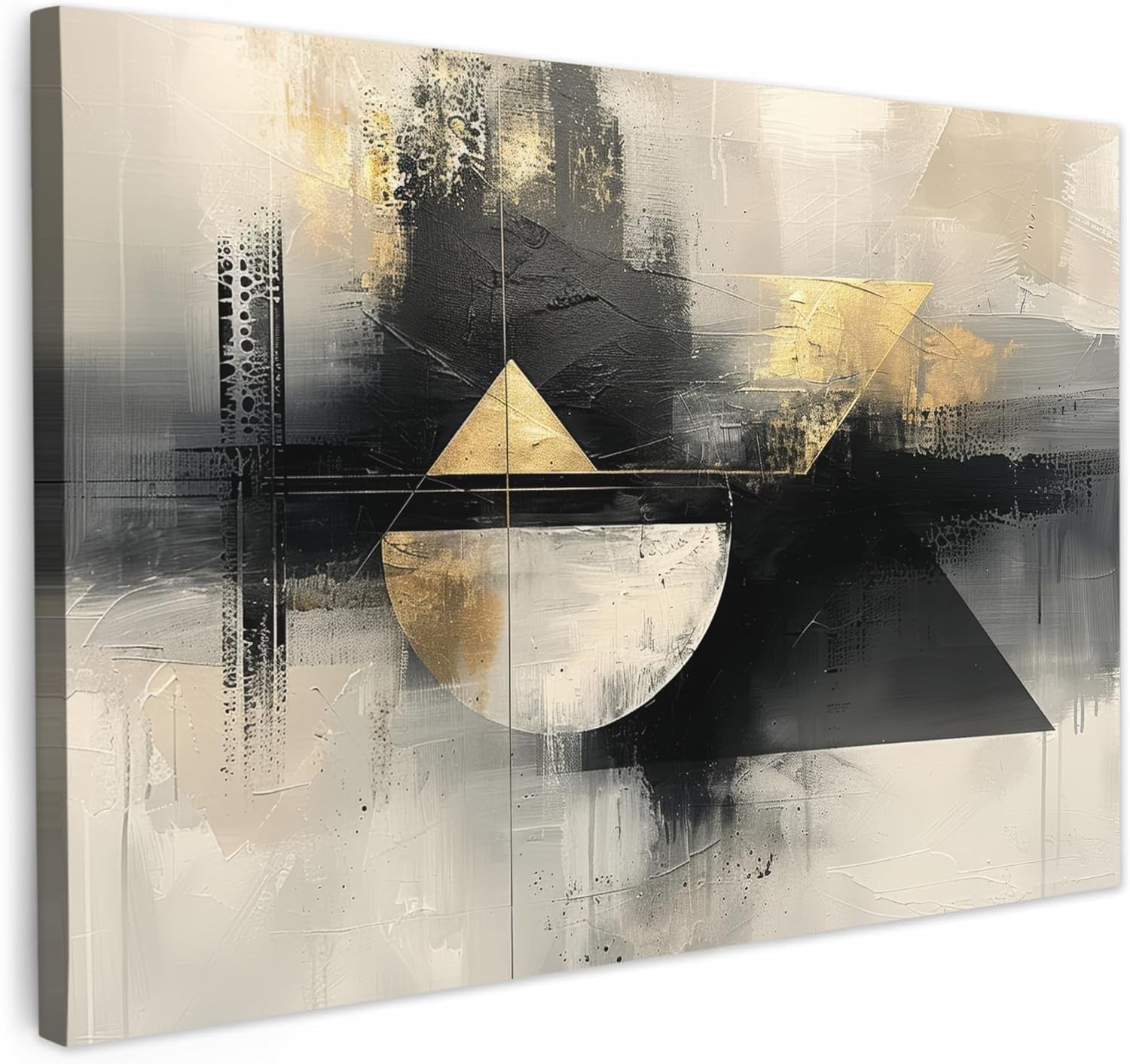 Abstract Gold Black Canvas Wall Art 60x40cm Framed Luxury