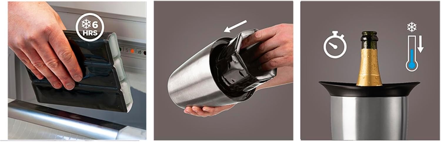 Champagne Bottle Cooler Ice-Free Stainless Steel Fast Chill Reusable Sleeve