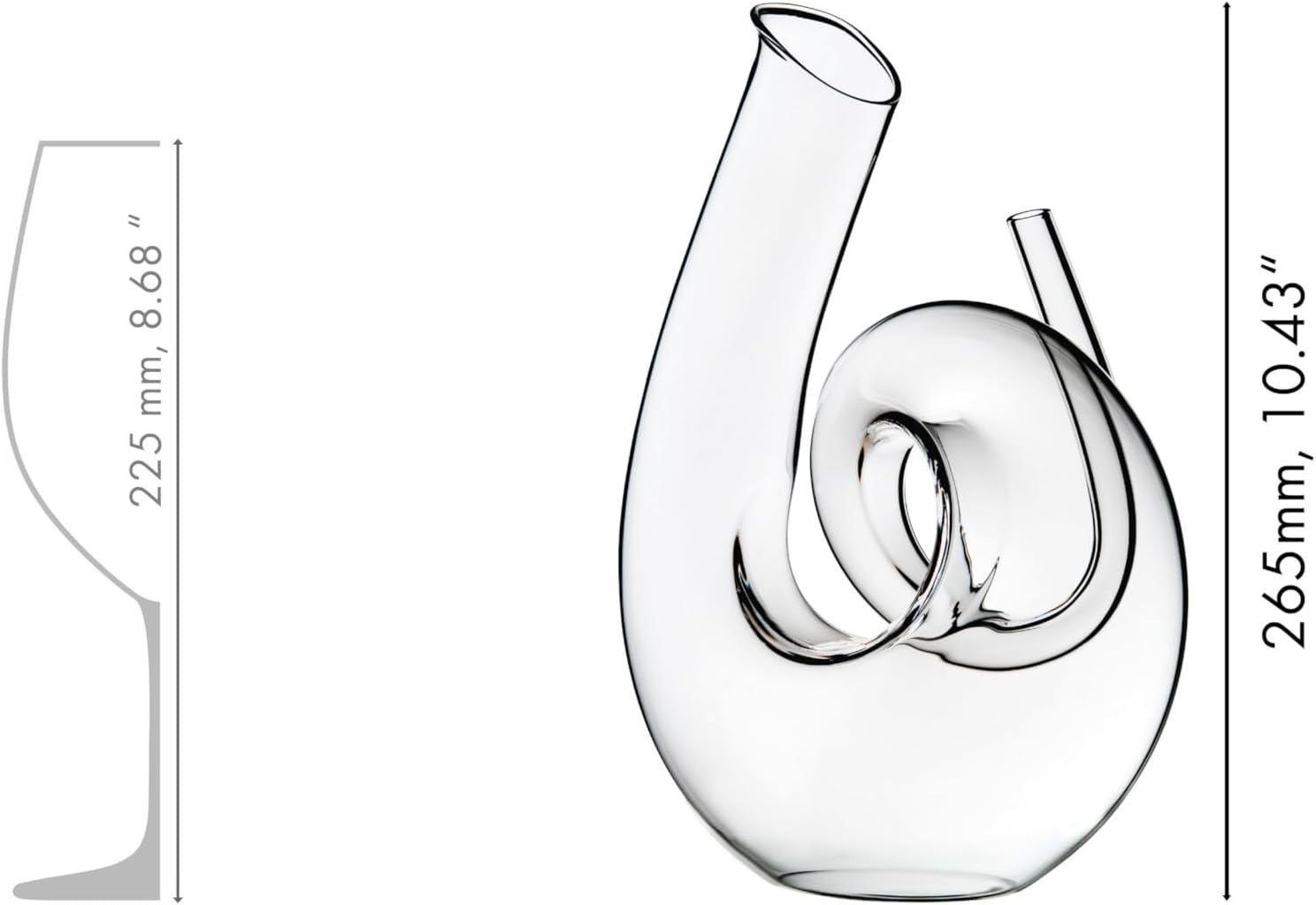Luxury Curly Glass Wine Decanter 1.47L | Handblown Crystal Aerator Gift