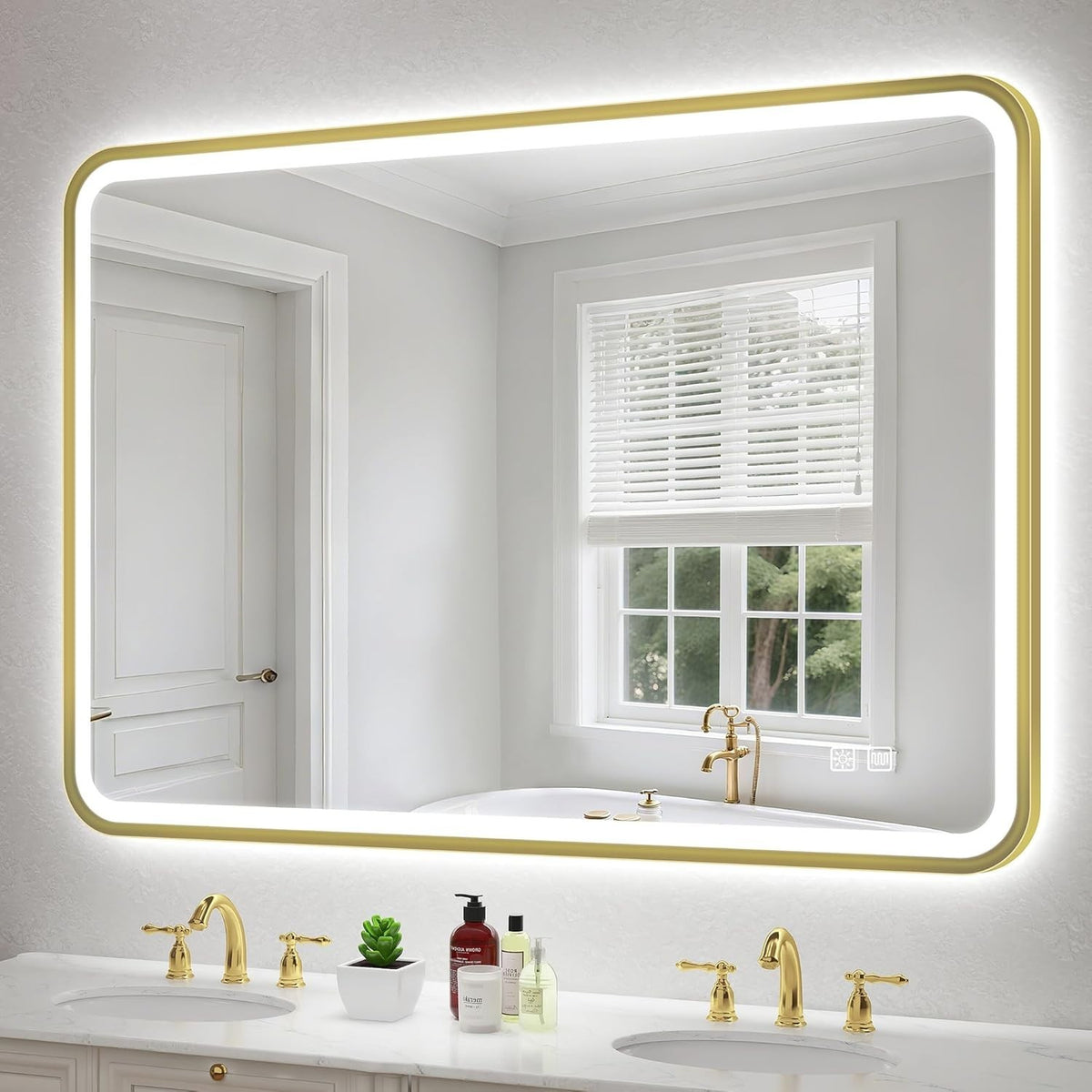 LED Bathroom Mirror 100x70cm Anti-Fog, Waterproof, Dimmable, Memory