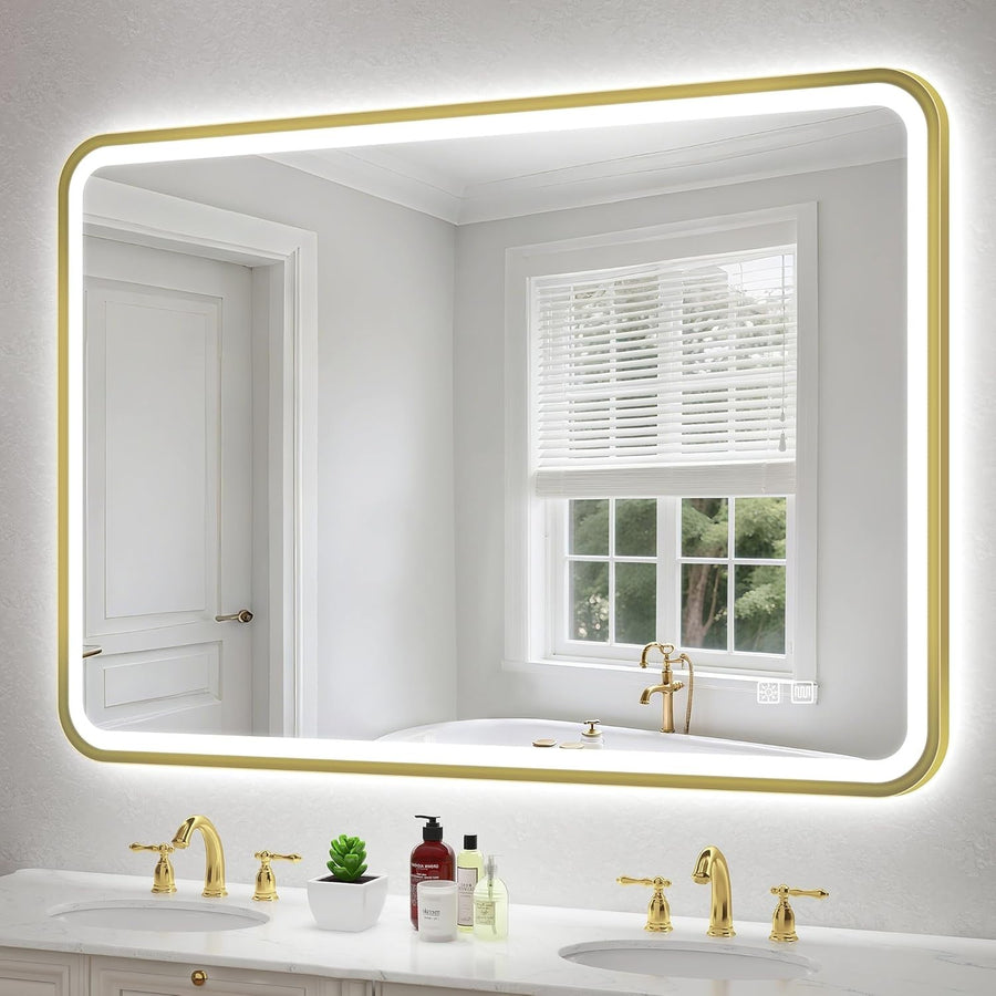 LED Bathroom Mirror 100x70cm Anti-Fog, Waterproof, Dimmable, Memory