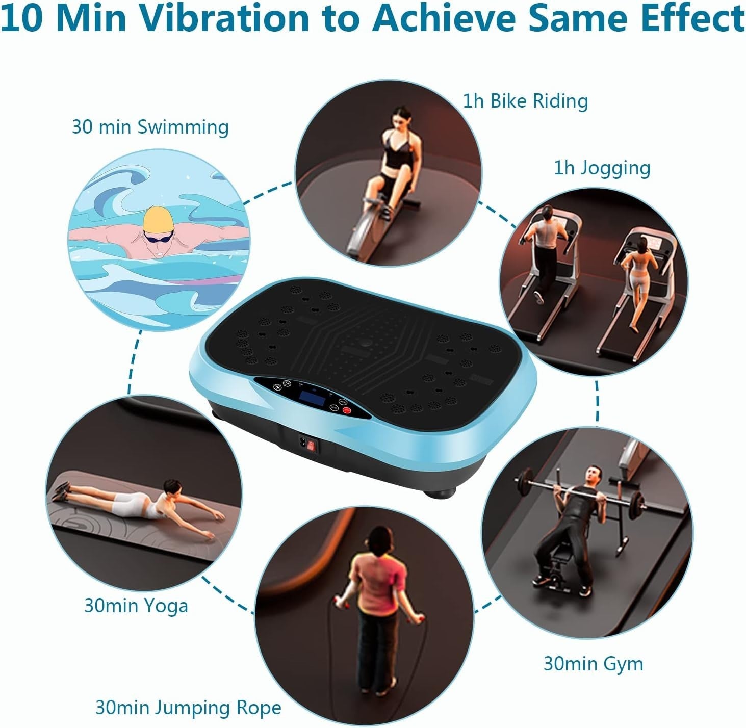 Vibration Plate Exercise Machine Full Body Workout 120 Speeds Blue Black Gold