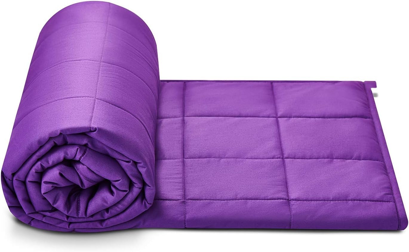 Weighted Blanket 60x80", 15lbs Cotton Glass Beads, Breathable, Violet
